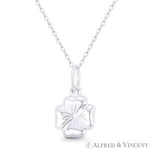 4-Leaf Shamrock Irish Luck Charm Reversible 3D Pendant in .925 Sterling Silver